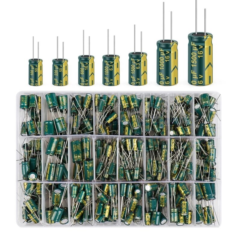 Capacitor Kit - 460PCS Green 6.3V-50V Electrolytic Capacitor 24 Kits