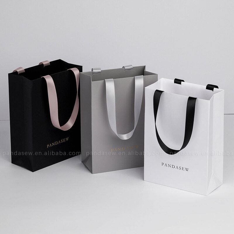 Paper Bag Manufacturer - Custom Logo Ribbon Handle Tote Luxury Gift Paper Shopping