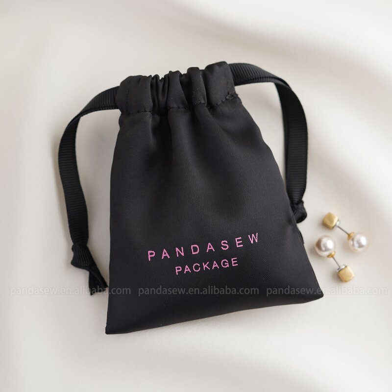 Satin Pouch Manufacturer - Custom Logo Luxury Black Dense Silk Satin Boutique Pouch