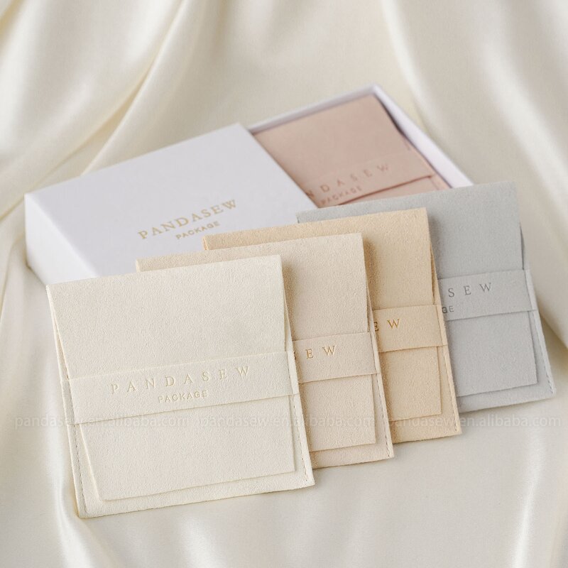 Jewelry Pouch Manufacturer - Custom Logo Microfiber Thickened Earrings Necklace Pouch