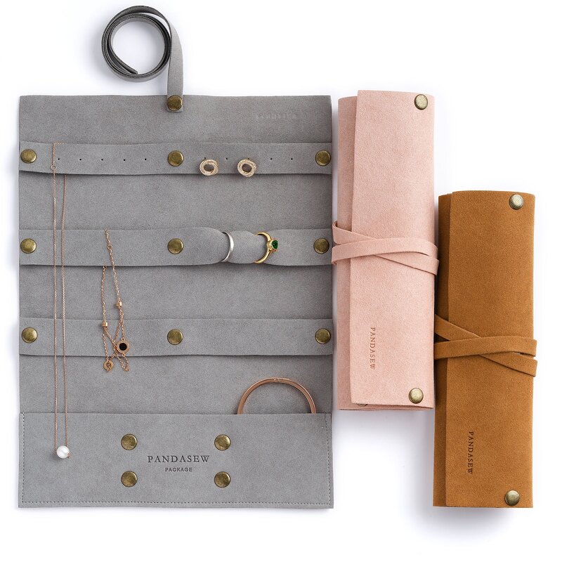 Jewelry Organizer - Custom Logo 1.4mm Microfiber Premium Travel Carrying Roll Bag