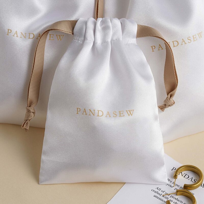 Satin Pouch Manufacturer - Custom Logo White Satin Wedding Favor Gift Pouch