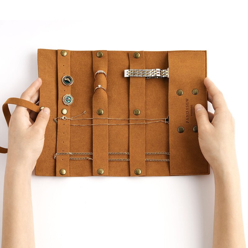 Jewelry Organizer - Custom Logo 1.4mm Microfiber Travel Necklace Earrings Ring Pouch