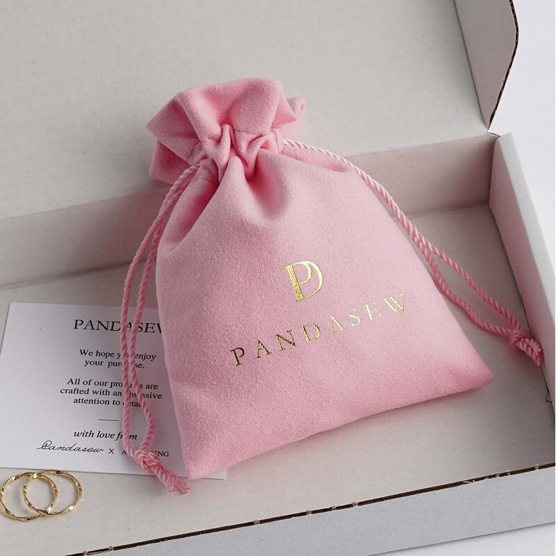 Velvet Pouch Manufacturer - Custom Logo Luxury Pink Velvet Suede Jewelry Pouch