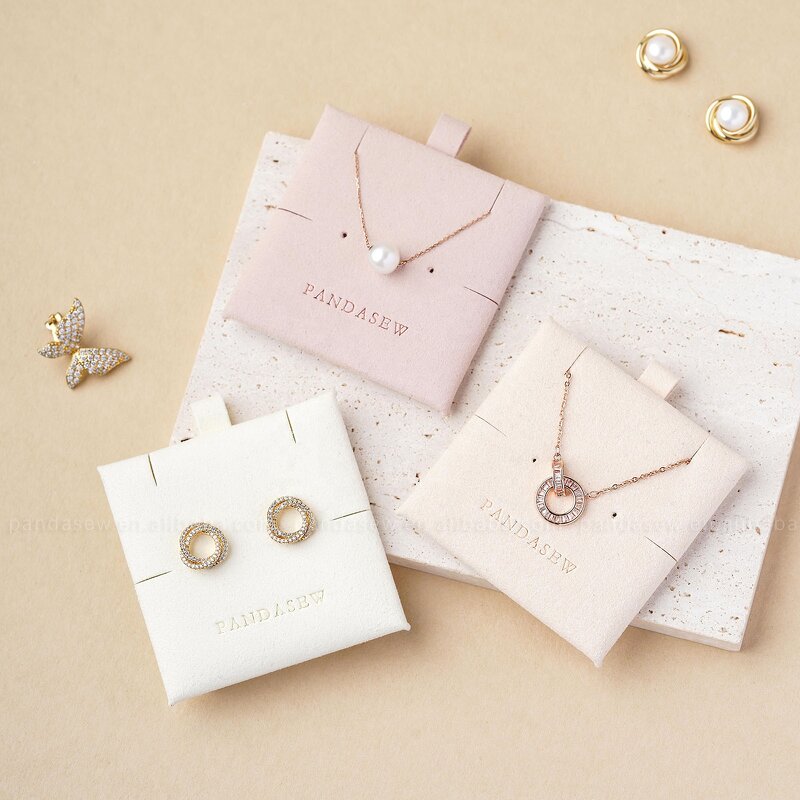 Jewelry Pouch Manufacturer - Custom Logo Luxury Microfiber Earring Necklace Fabric Tags