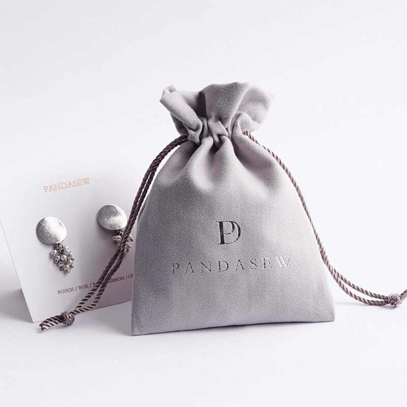 Velvet Pouch Manufacturer - Custom Logo Gray Velvet Suede Gift Packaging Pouch