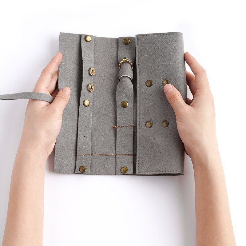 Jewelry Organizer - Custom Logo 1.4mm Microfiber Premium Travel Carrying Roll Bag