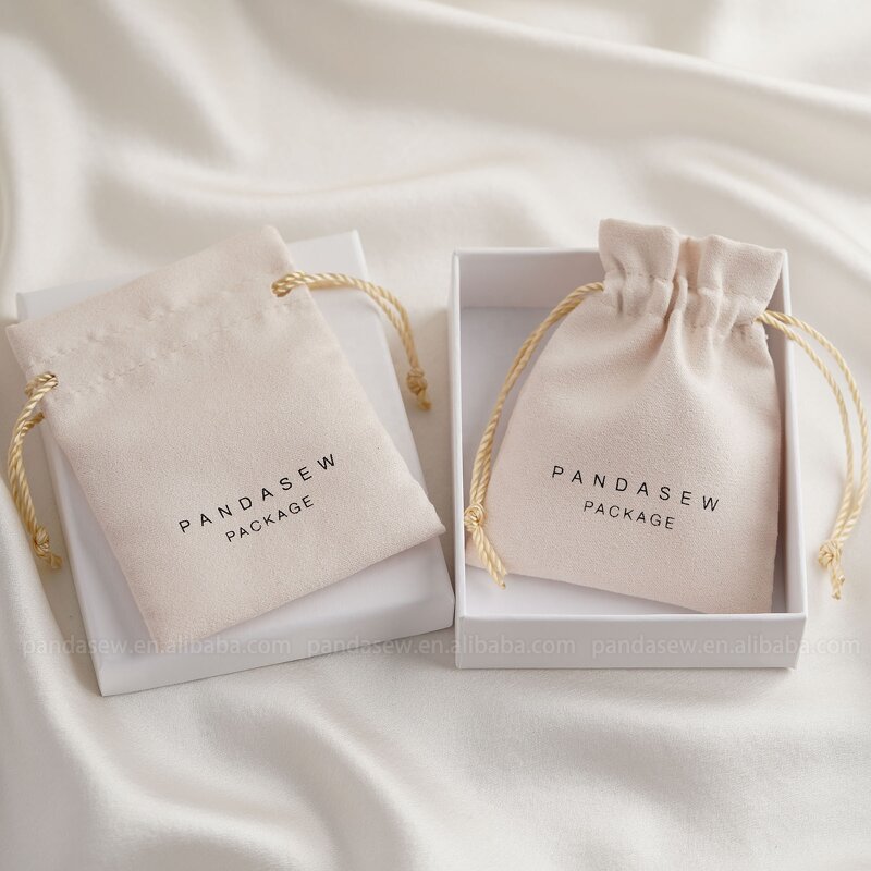 Jewelry Pouch Manufacturer - Custom Logo Small Suede Pouch Earring Bracelet Necklace