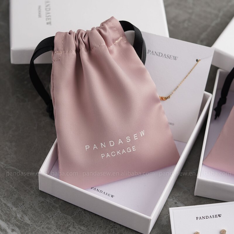 Satin Pouch Manufacturer - Custom Logo Dark Pink Dense Silk Satin Jewelry Drawstring