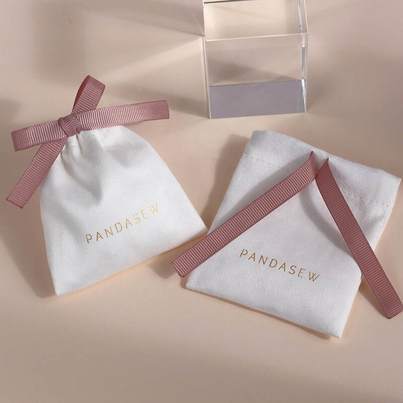 Jewelry Pouch Manufacturer - Custom Logo 3X4 Inch Flannel Suede Drawstring Pouch