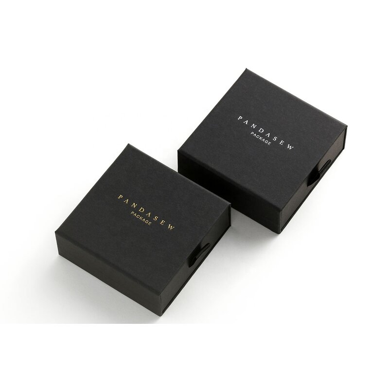 Jewelry Box Manufacturer - Custom Logo Black Fashion Cardboard Drawer Jewelry Box