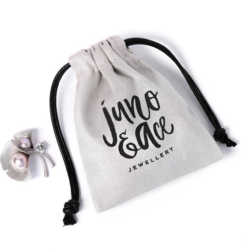 Jewelry Pouch Manufacturer - Custom Logo 8*10cm Gray Suede Drawstring Pouch
