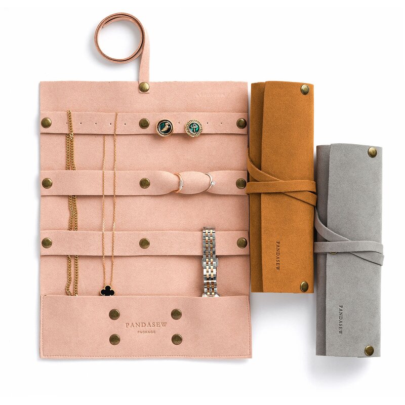 Jewelry Organizer - Custom Logo 1.4mm Microfiber Roll up Travel Storage Pouch