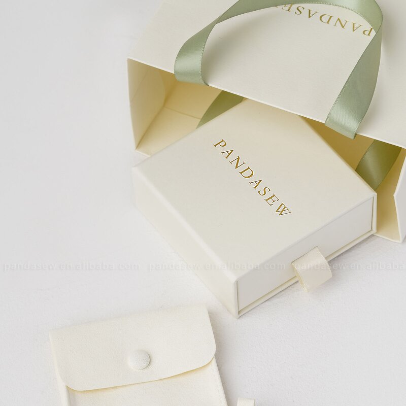Jewelry Box Manufacturer - Custom Logo Beige Cardboard Bracelet Necklace Box Sponge