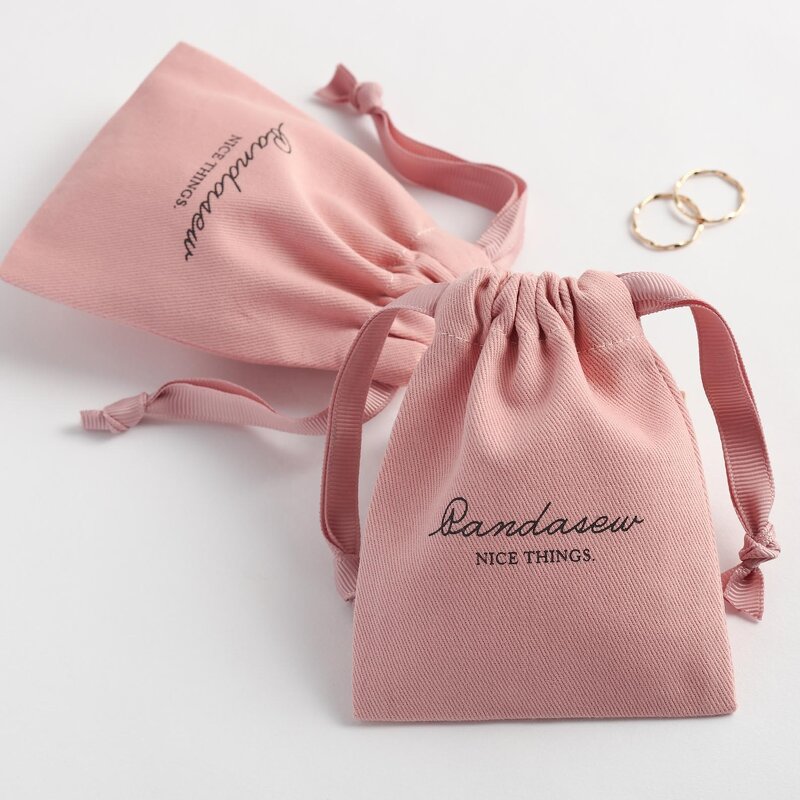 Cotton Bag Manufacturer - Custom Logo Printed Twill Cotton Small Jewelry Pouch