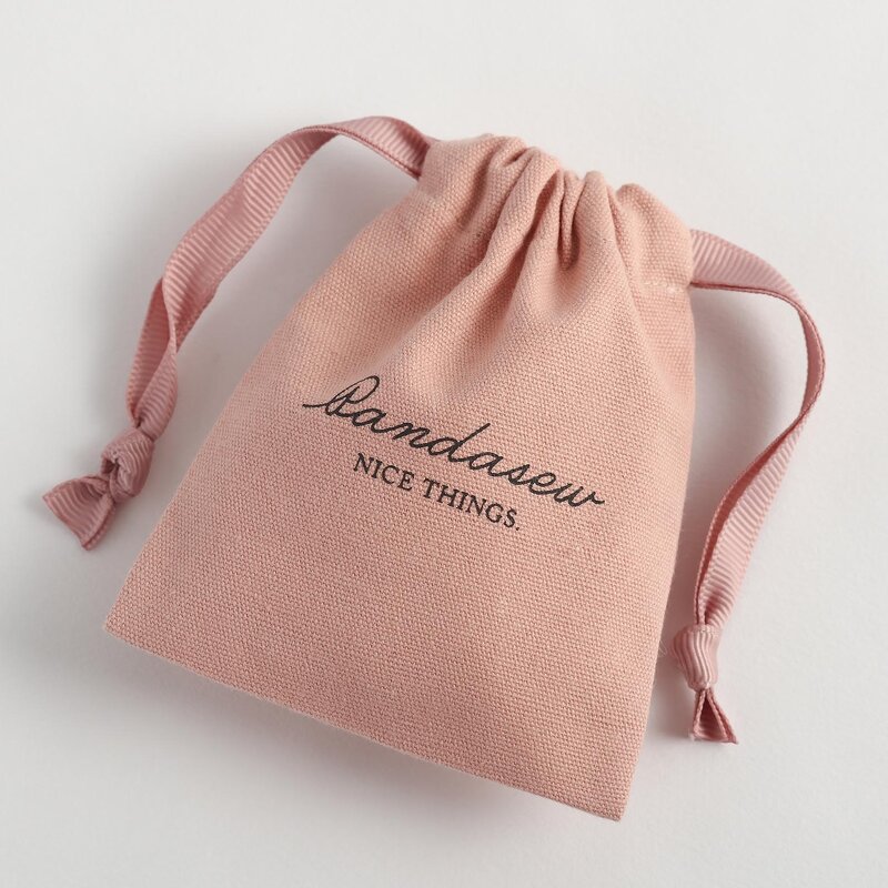 Cotton Bag Manufacturer - Custom Logo 10x8cm Dark Pink Canvas Drawstring Pouch