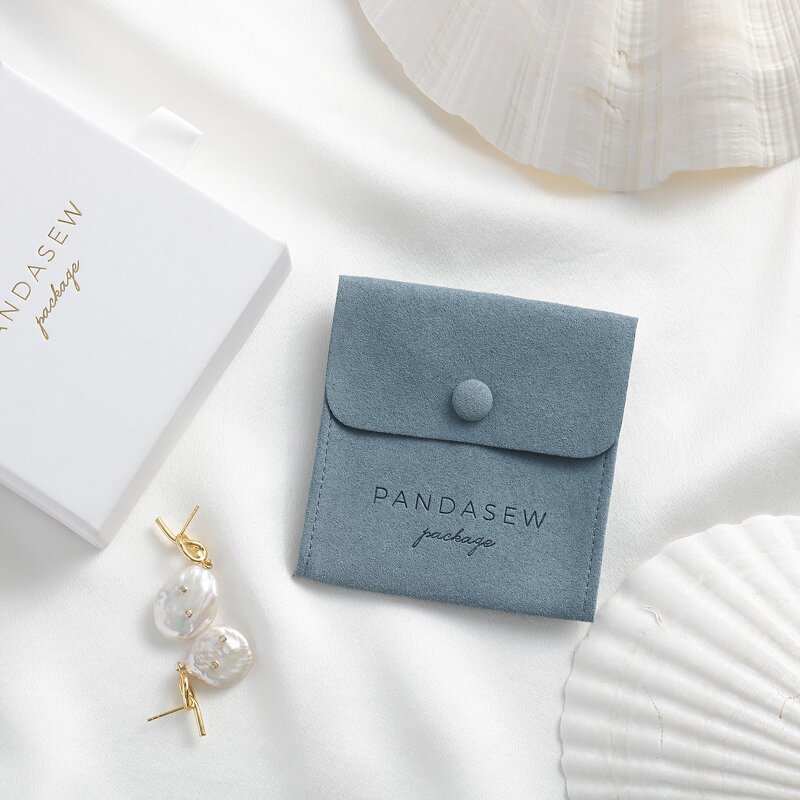 Jewelry Pouch Manufacturer - Custom Logo Microfiber Suede Snap Magnetic Button Pouch