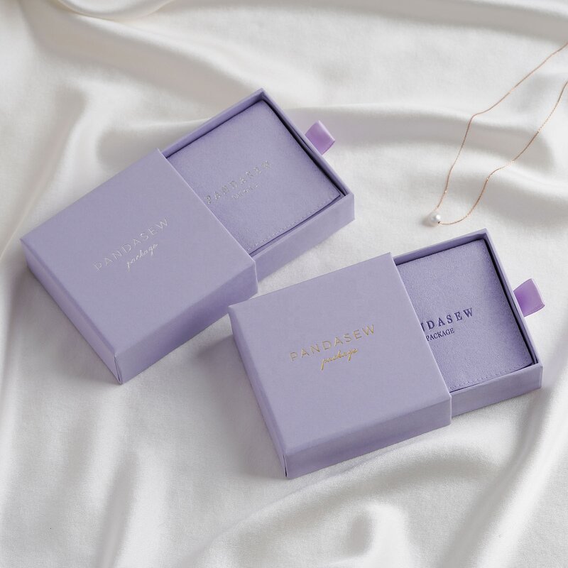 Jewelry Box Manufacturer - Custom Logo Drawer Cardboard Box Microfiber Pouch