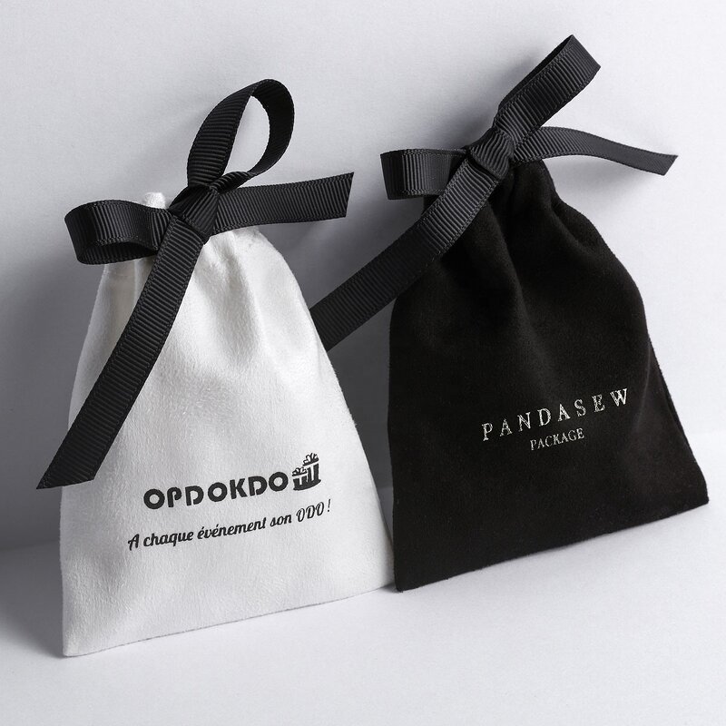 Jewelry Pouch Manufacturer - Custom Logo Suede Drawstring Necklace Bracelet Gift