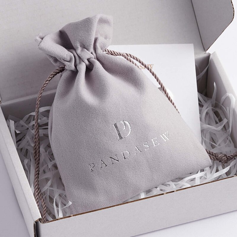 Velvet Pouch Manufacturer - Custom Logo Gray Velvet Suede Gift Packaging Pouch