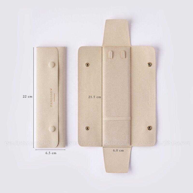 Jewelry Case Manufacturer - Custom Logo Beige Suede Microfiber Necklace Display Case