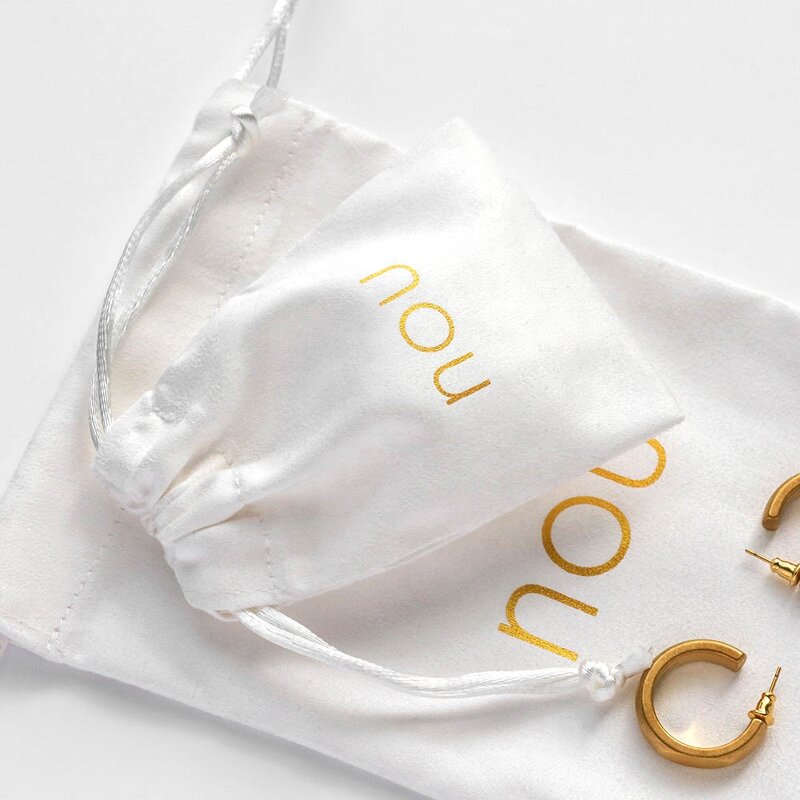 Jewelry Pouch Manufacturer - Custom Logo 8*10cm White Suede Drawstring Pouch