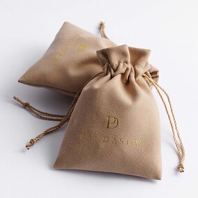 Velvet Pouch Manufacturer - Custom Logo Coffee Velvet Suede Drawstring Jewelry Pouch
