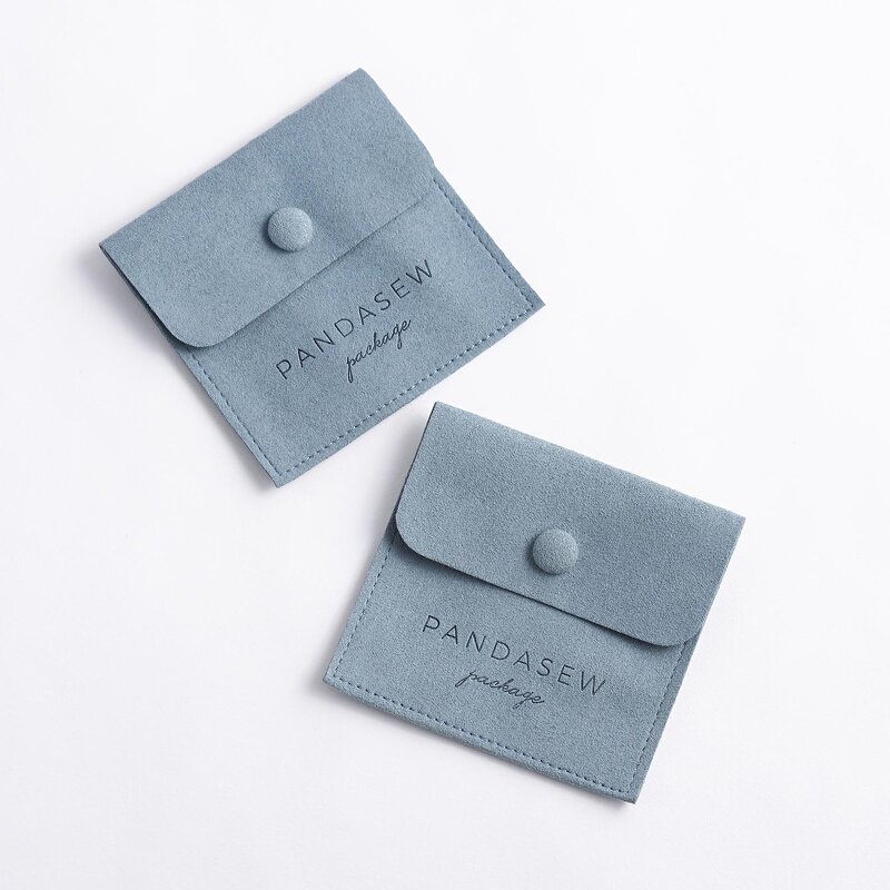 Jewelry Pouch Manufacturer - Custom Logo Microfiber Snap Button Flap Earring Pouch