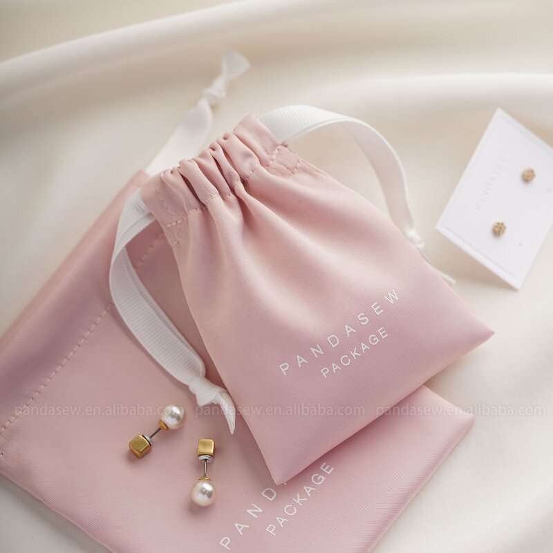 Satin Pouch Manufacturer - Custom Logo Luxury Pink Dense Silk Satin Jewelry Pouch