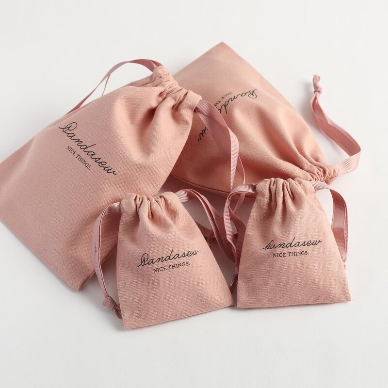Cotton Bag Manufacturer - Custom Logo 10x8cm Dark Pink Canvas Drawstring Pouch