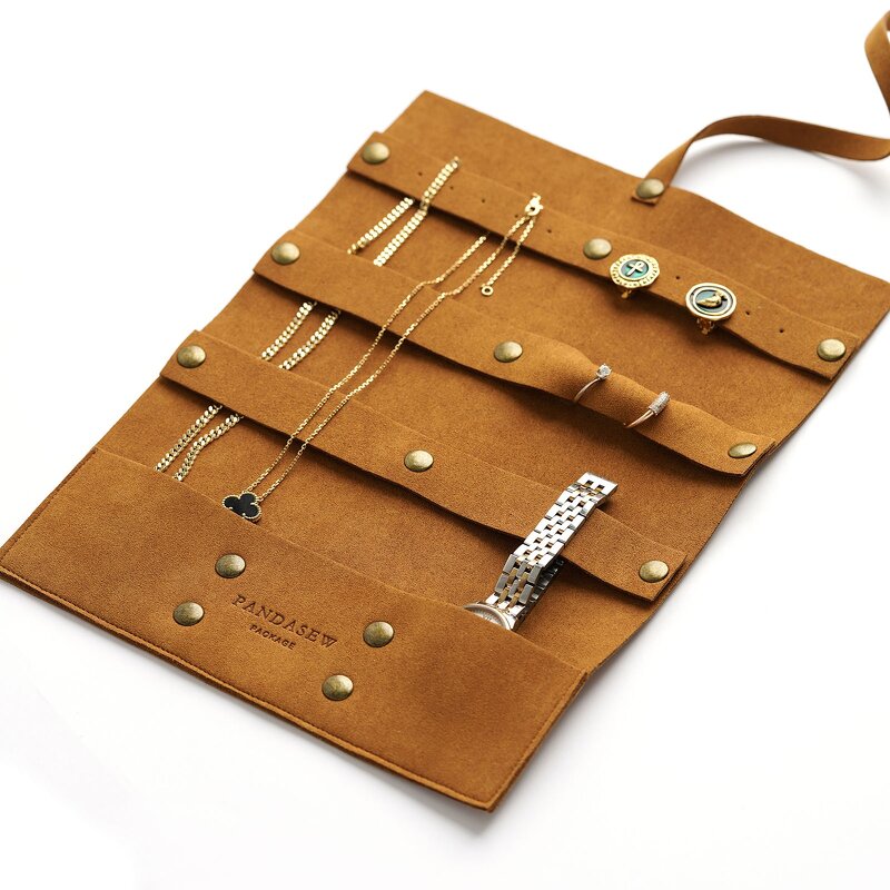 Jewelry Organizer - Custom Logo 1.4mm Microfiber Travel Necklace Earrings Ring Pouch