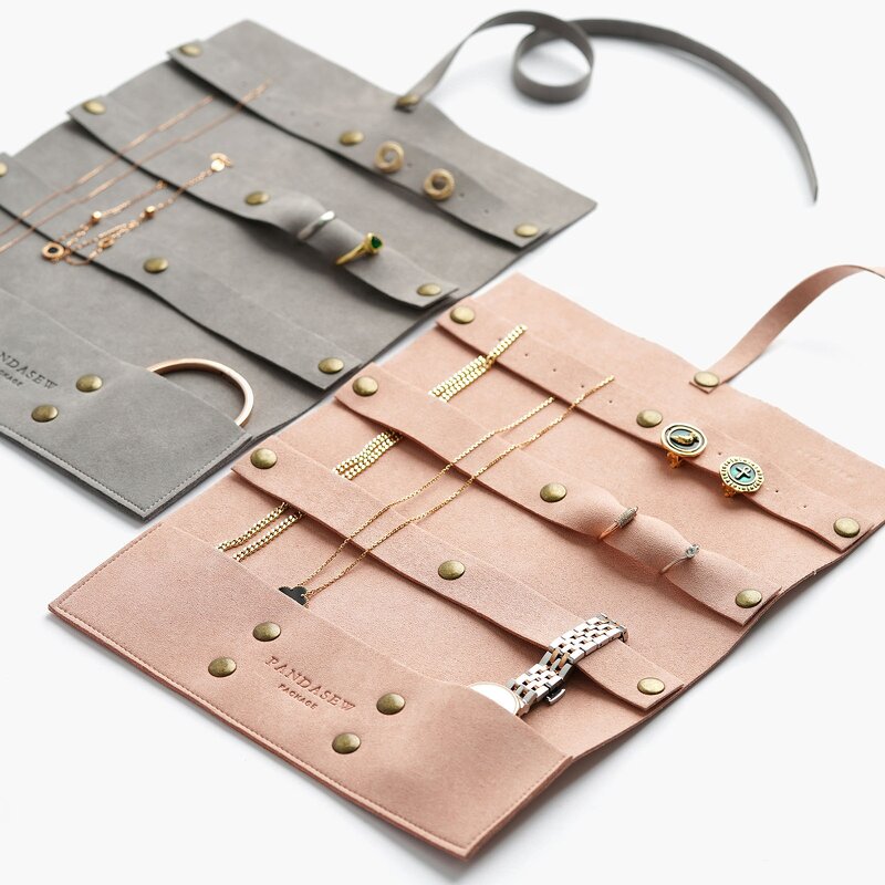 Jewelry Organizer - Custom Logo 1.4mm Microfiber Roll up Travel Storage Pouch