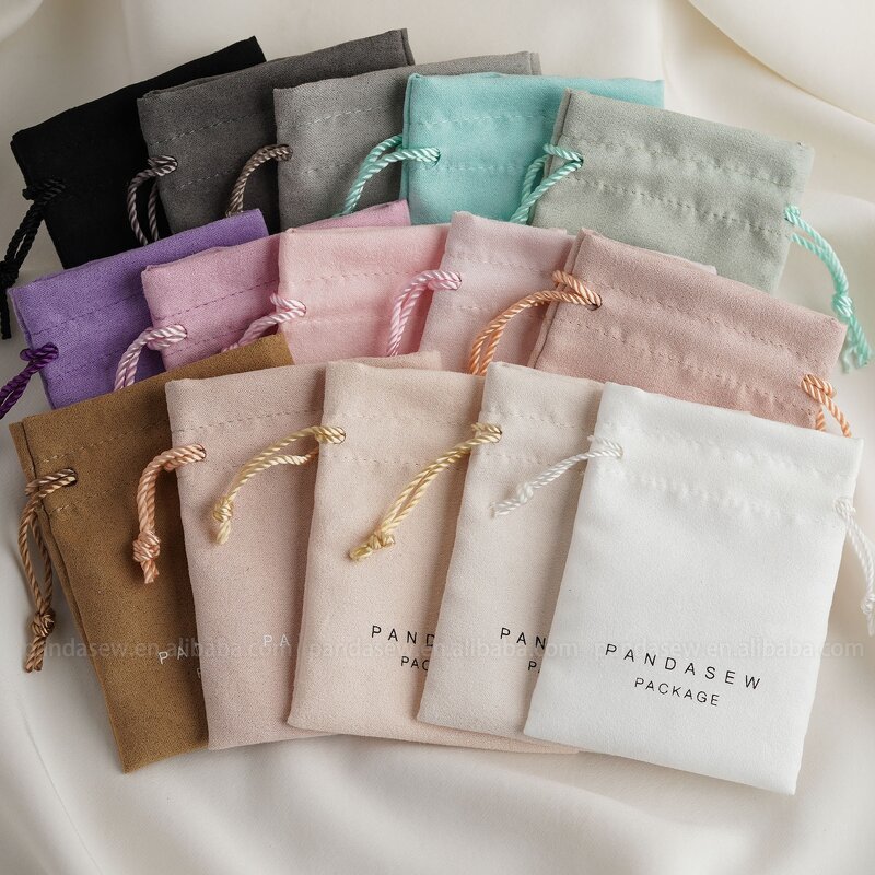 Jewelry Pouch Manufacturer - Custom Logo Small Suede Pouch Earring Bracelet Necklace