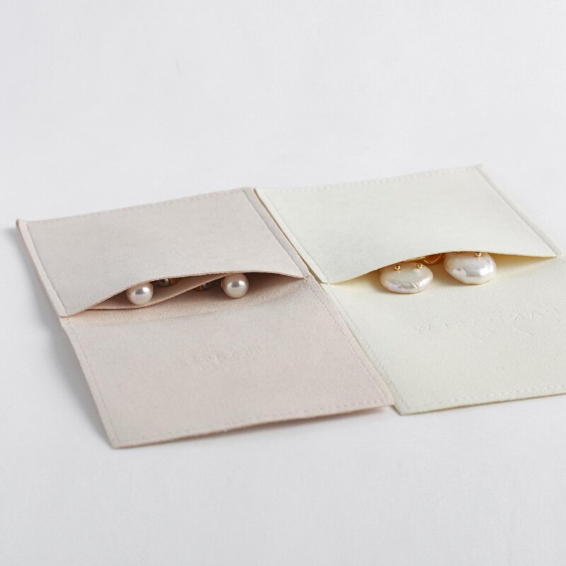 Jewelry Pouch Manufacturer - Custom Logo Small Microfiber Fabric Flap Gift Pouch