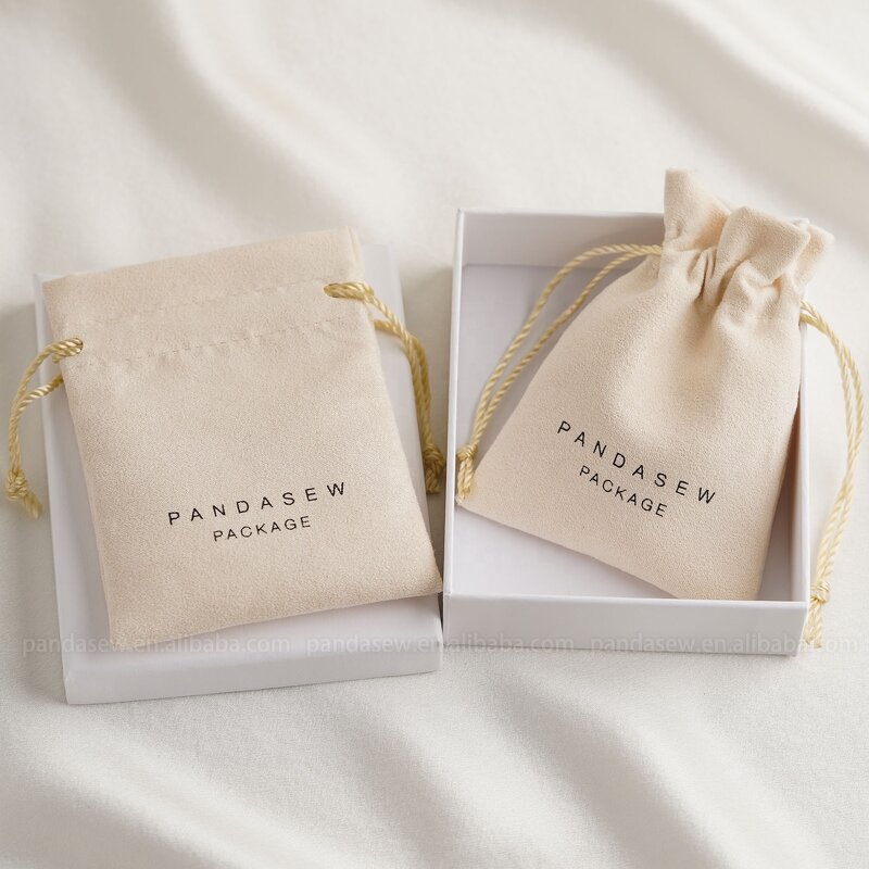 Jewelry Pouch Manufacturer - Custom Logo Small Suede Pouch Earring Bracelet Necklace