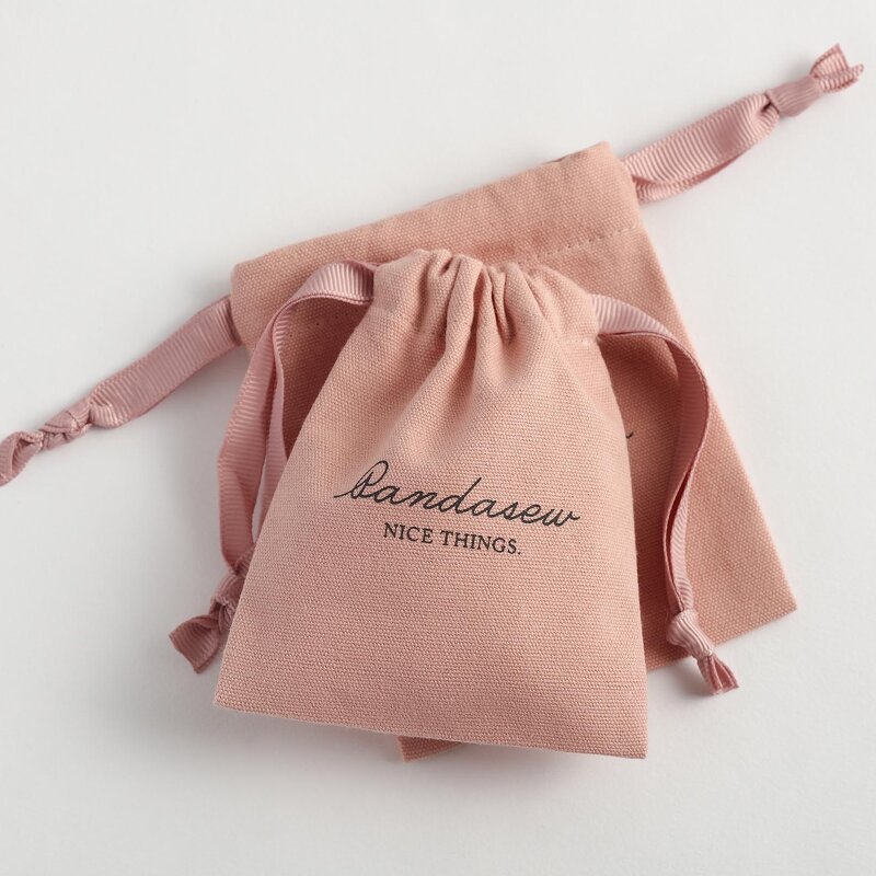 Cotton Bag Manufacturer - Custom Logo 10x8cm Dark Pink Canvas Drawstring Pouch