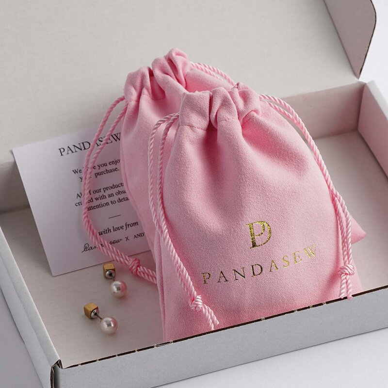 Velvet Pouch Manufacturer - Custom Logo Pink Velvet Suede Gift Jewelry Pouch