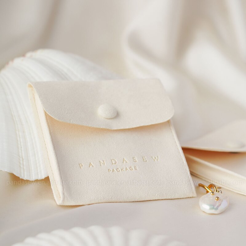 Jewelry Pouch Manufacturer - Custom Logo Microfiber Envelope Flap Snap Button Pouch