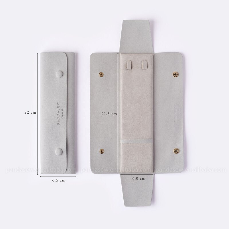 Jewelry Case Manufacturer - Custom Logo Gray Suede Microfiber Necklace Pendant Case