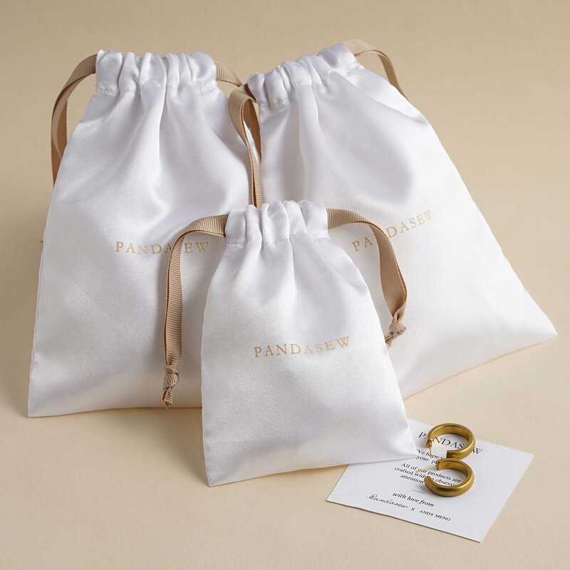 Satin Pouch Manufacturer - Custom Logo White Satin Wedding Favor Gift Pouch