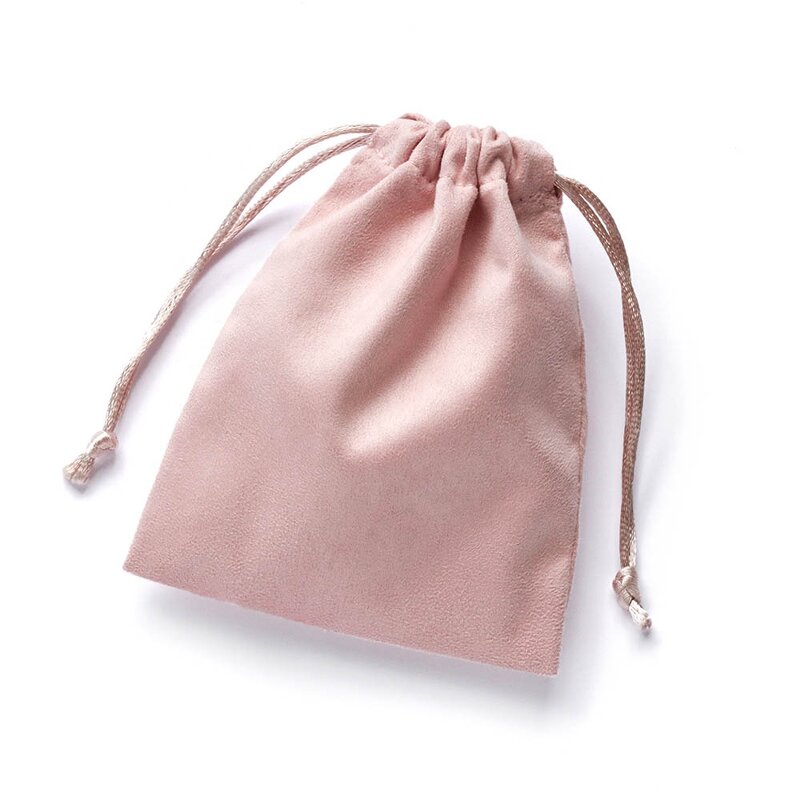 Jewelry Pouch Manufacturer - Custom Logo 8*10cm Pink Flannle Drawstring Pouch