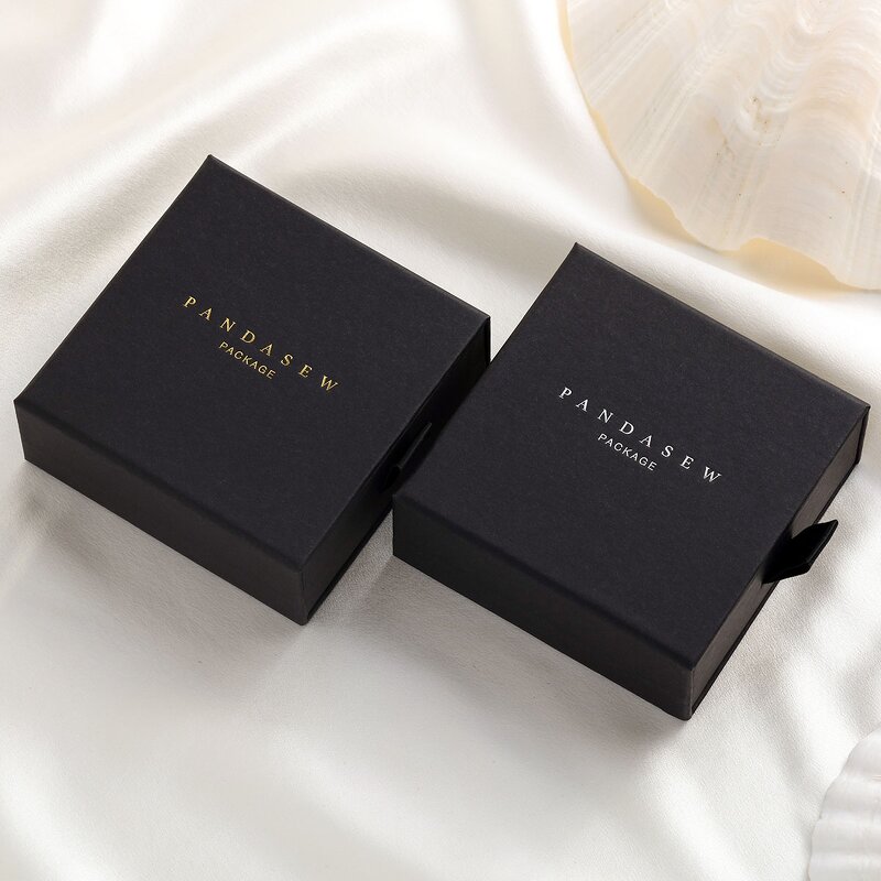 Jewelry Box Manufacturer - Custom Logo Black Fashion Cardboard Drawer Jewelry Box