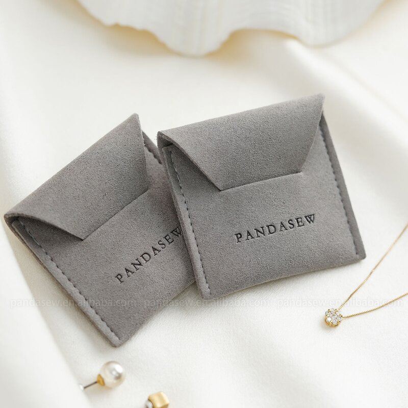 Jewelry Pouch Manufacturer - Custom Logo 1.4mm Thick Microfiber Rings Necklace Pouch