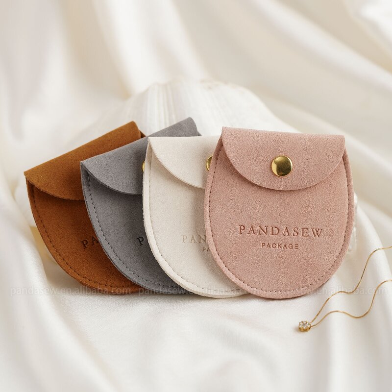 Jewelry Pouch Manufacturer - Custom Logo Thick Microfiber Mini Snap Button Ring Pouch