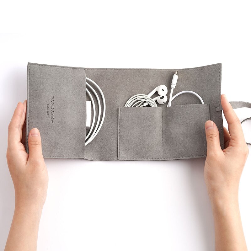 Cable Organizer - Custom Logo 14mm Microfiber USB Charger Cord Organizer Travel