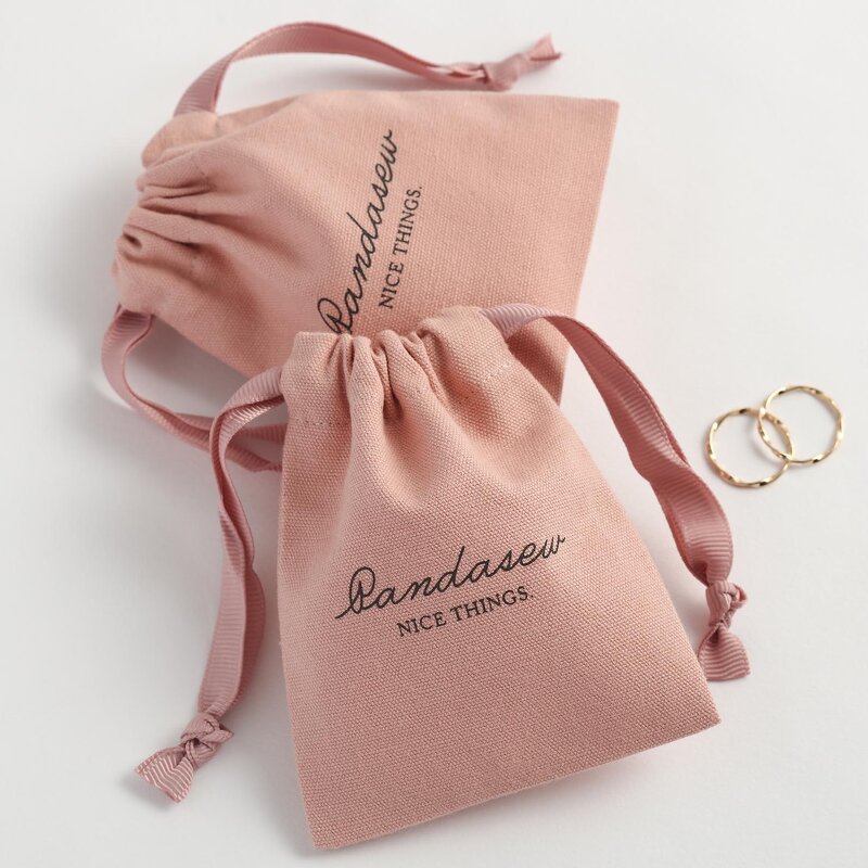Cotton Bag Manufacturer - Custom Logo 10x8cm Dark Pink Canvas Drawstring Pouch
