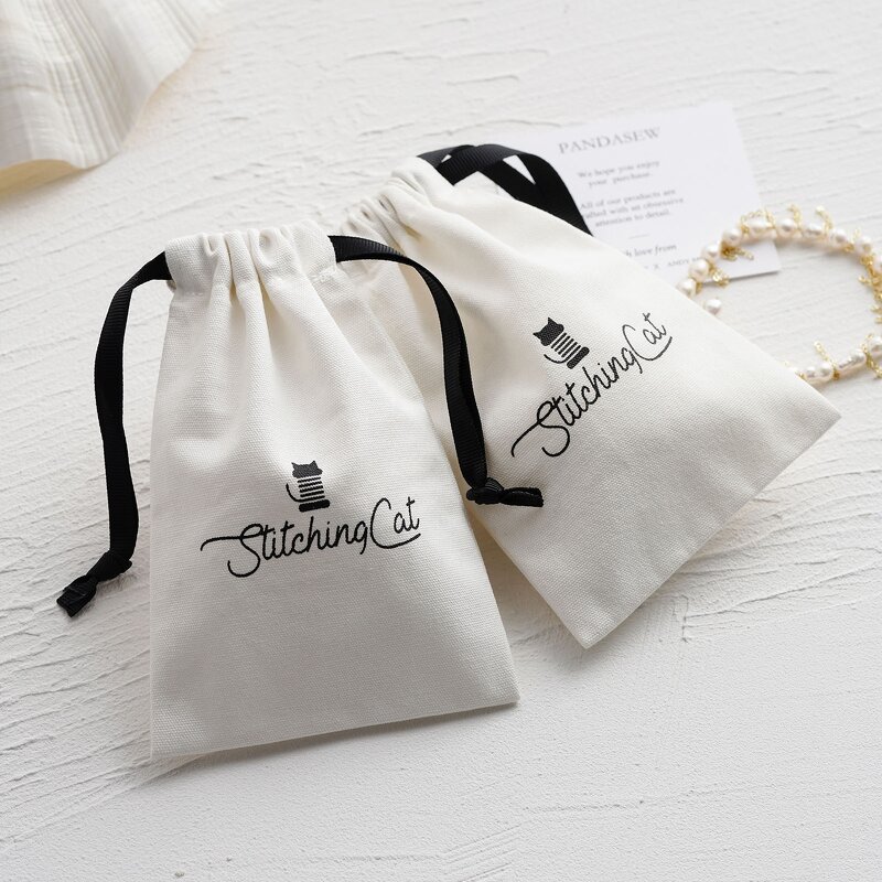 Cotton Bag Manufacturer - Custom Logo 3X4 Inch White Wholesale Cotton Canvas Pouch