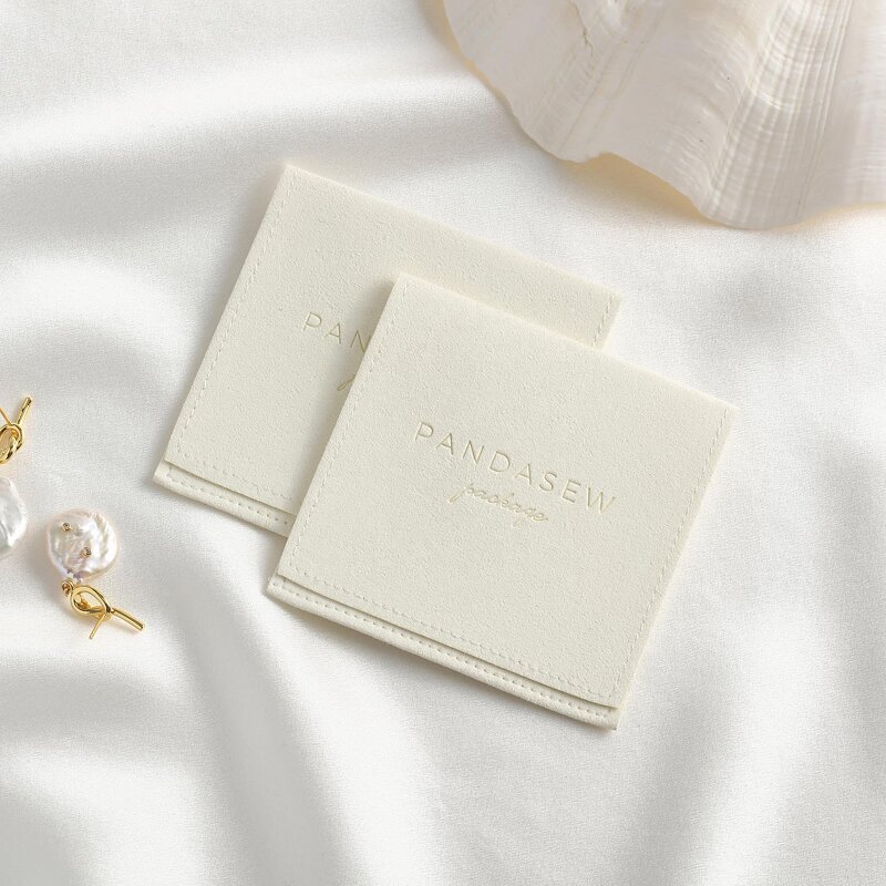 Jewelry Pouch Manufacturer - Custom Logo Small Microfiber Fabric Flap Gift Pouch