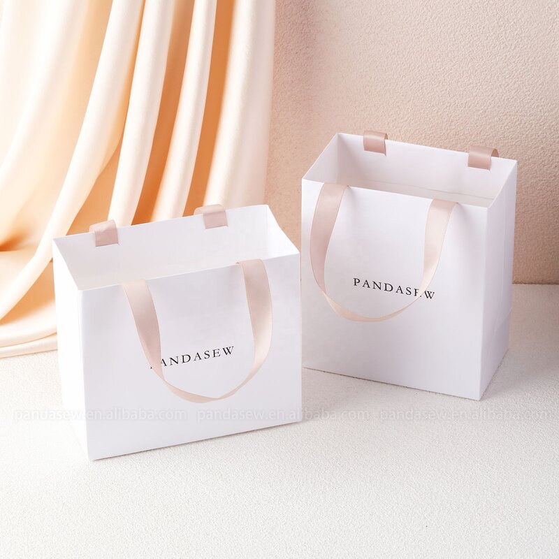 Paper Bag Manufacturer - Custom Logo Recycled Gift Bag Ribbon Handles Packaging Shopping