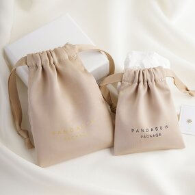 Satin Pouch Manufacturer - Custom Logo Khaki Dense Silk Satin Drawstring Jewelry Pouch